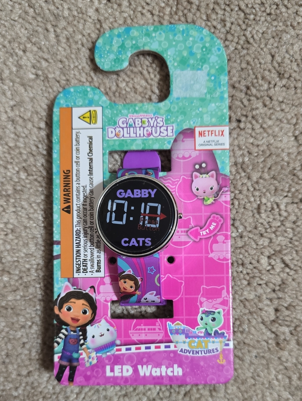 NWT Girls Gabby's Dollhouse LED Watch